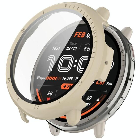 Per Amazfit Active 2 A2437 Custodia protettiva per orologio PC integrata con pellicola temperata (bianco avorio)