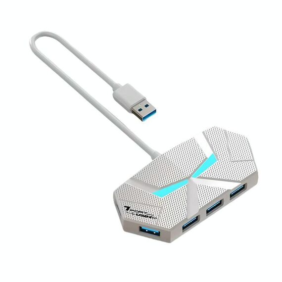 Hub USB 2.0 7 in 1 Splitter con luce ambientale colorata Docking Station di tipo C Adattatore multiporta per laptop, specifiche: 1,2 m (bianco)