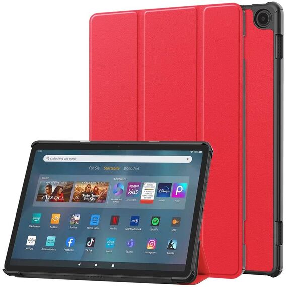 Per Amazon Fire Max 11 Custer Pure Color 3-Fold Holder Custodia per tablet in pelle intelligente (rosso)