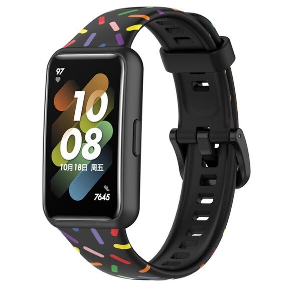 Per Huawei Band 7 Sports Rainbow Dots Cinturino in silicone (nero)