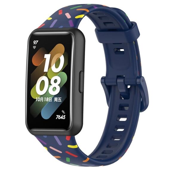 Per Huawei Band 7 Sports Rainbow Dots Cinturino in silicone (blu notte)
