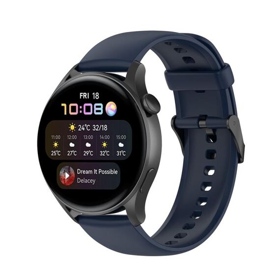 Per Huawei Watch 4 / Watch 4 Pro cinturino in acciaio inossidabile con fibbia nera in silicone tinta unita (blu navy)