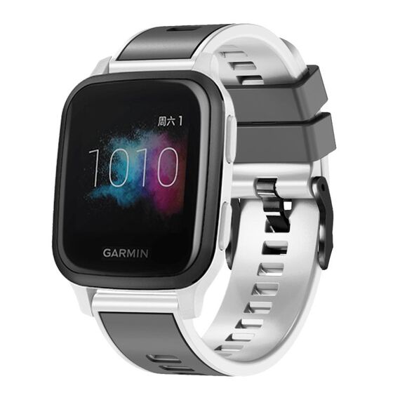 Per Garmin Forerunner 265S / 255S / Venu 2S Cinturino in silicone bicolore intrecciato da 18 mm (grigio bianco)