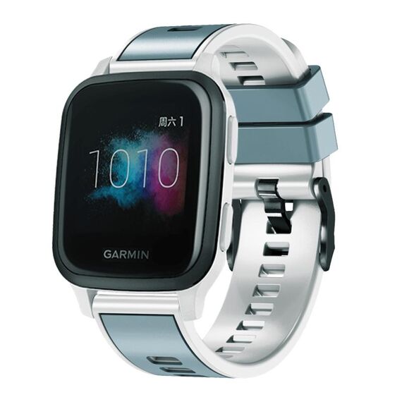Per Garmin Forerunner 265S / 255S / Venu 2S Cinturino in silicone bicolore intrecciato da 18 mm (blu grigio bianco)