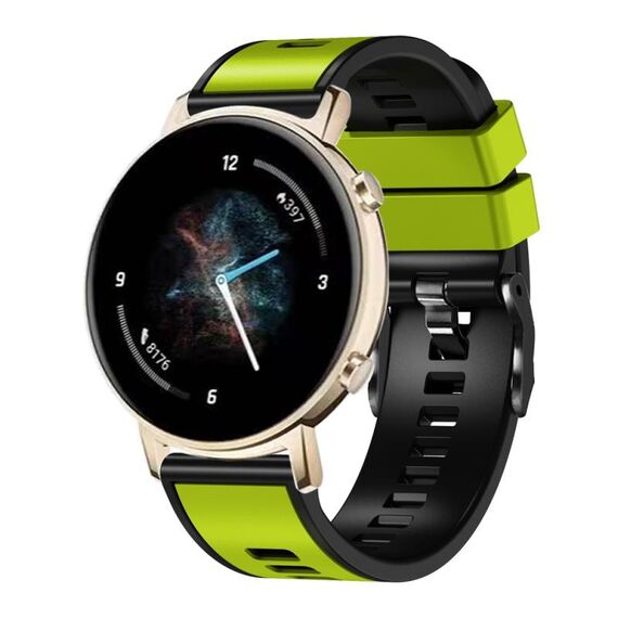 Per Garmin Forerunner 265S / 255S / Venu 2S Cinturino in silicone bicolore intrecciato da 18 mm (nero lime)