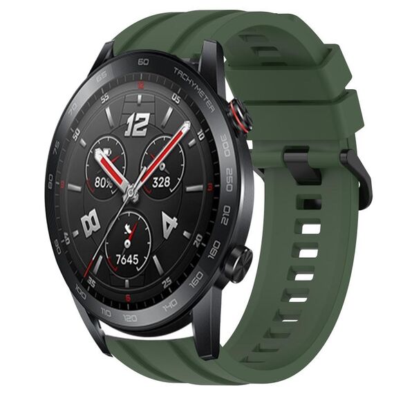 Per Huawei Watch GT3 Pro 46mm Set di cinturini sportivi in silicone tinta unita lunghi e corti (verde scuro)