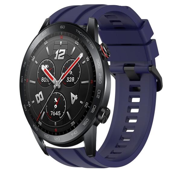 Per Huawei Watch GT3 Pro 46mm Set di cinturini sportivi in silicone tinta unita lunghi e corti (blu notte)