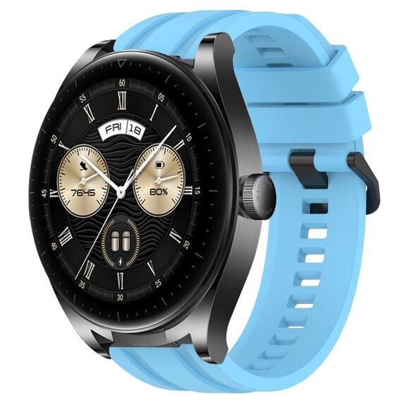 Per Huawei Watch GT3 46mm Set di cinturini sportivi in silicone tinta unita lunghi e corti (blu cielo)