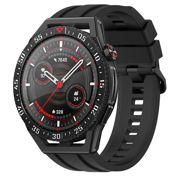 Per Huawei Watch GT3 SE Set di cinturini sportivi in silicone tinta unita lunghi e corti (nero)