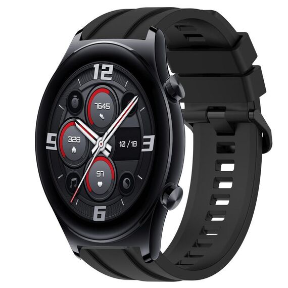 Per Huawei Watch 3 Set di cinturini per orologio in silicone tinta unita sportivi lunghi e corti (nero)