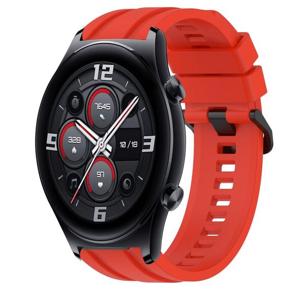 Per Huawei Watch 3 Set di cinturini sportivi in silicone tinta unita lunghi e corti (rosso)