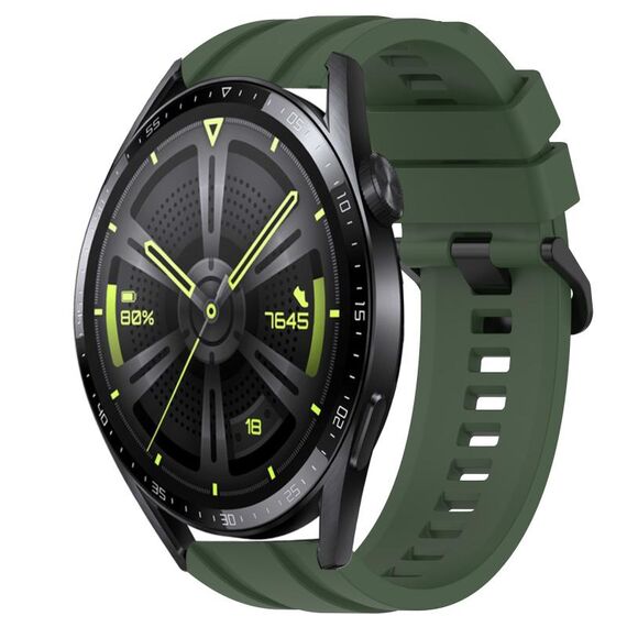 Per Huawei Watch GT Runner Set di cinturini sportivi in silicone tinta unita lunghi e corti (verde scuro)
