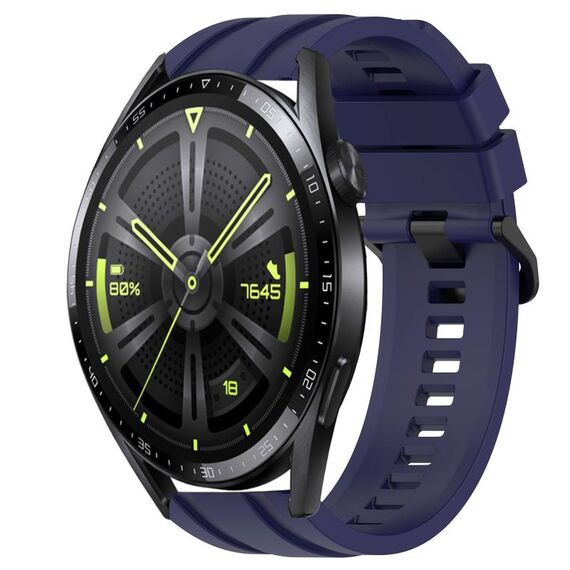 Per Huawei Watch GT Runner Set di cinturini sportivi in silicone tinta unita lunghi e corti (blu notte)