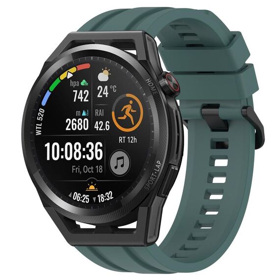 Per Huawei Watch Buds Long & Short Sports Set di cinturini in silicone tinta unita (verde oliva)