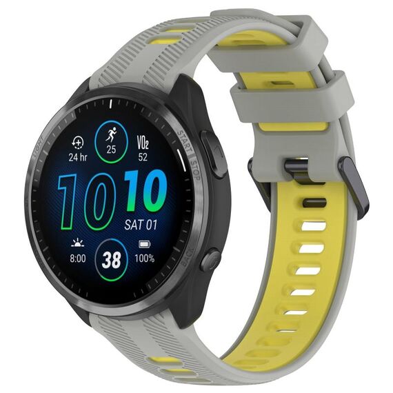 Per Garmin Forerunner 965 Cinturino sportivo in silicone bicolore (grigio + giallo)