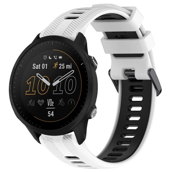 Per Garmin Forerunner 955 Cinturino sportivo in silicone bicolore (bianco + nero)