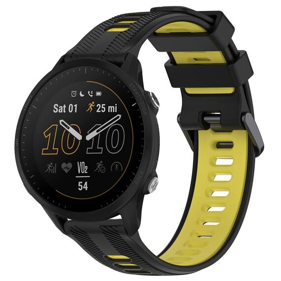 Per Garmin Forerunner 955 Cinturino sportivo in silicone bicolore (nero + giallo)