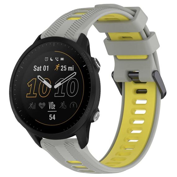 Per Garmin Forerunner 955 Cinturino sportivo in silicone bicolore (grigio + giallo)