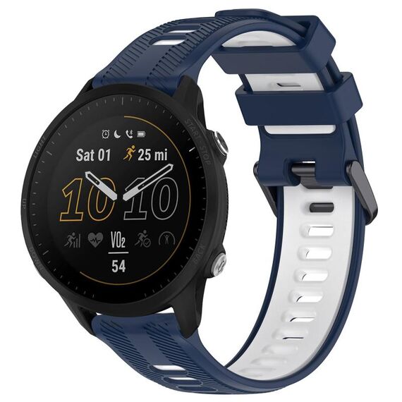 Per Garmin Forerunner 955 Cinturino sportivo in silicone bicolore (blu notte + bianco)