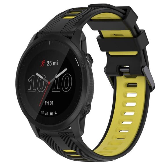 Per Garmin Forerunner 945 Cinturino sportivo in silicone bicolore (nero + giallo)