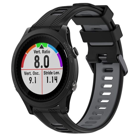Per Garmin Forerunner 935 Cinturino sportivo in silicone bicolore (nero + grigio)