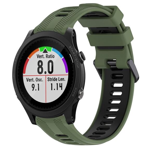 Per Garmin Forerunner 935 Cinturino sportivo in silicone bicolore (verde militare + nero)