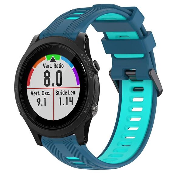 Per Garmin Forerunner 935 Cinturino sportivo in silicone bicolore (blu + verde acqua)