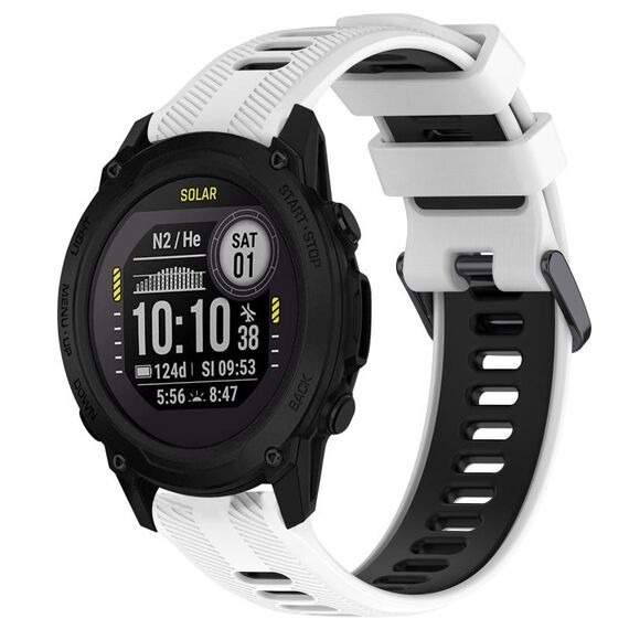 Per Garmin Descent G1 Cinturino sportivo in silicone bicolore (bianco + nero)