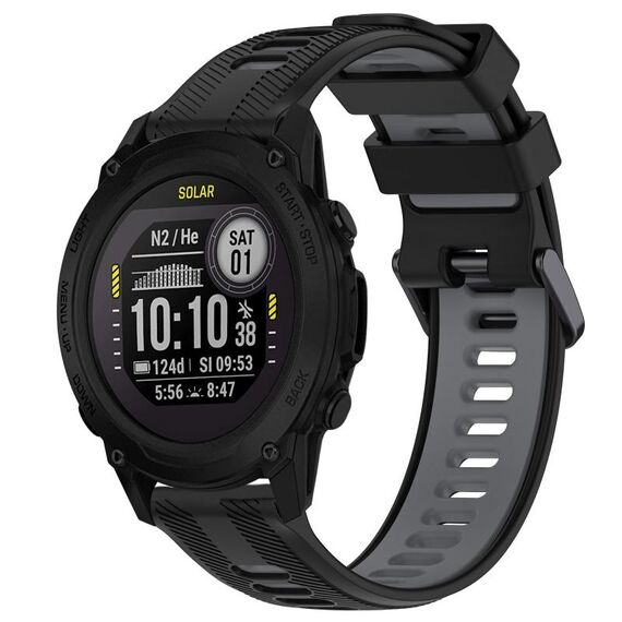 Per Garmin Descent G1 Cinturino sportivo in silicone bicolore (nero + grigio)