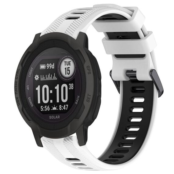 Per cinturino sportivo in silicone bicolore Garmin Instinct 2 (bianco + nero)