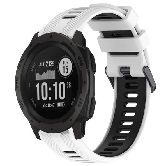 Per Garmin Instinct Sports cinturino in silicone bicolore (bianco + nero)