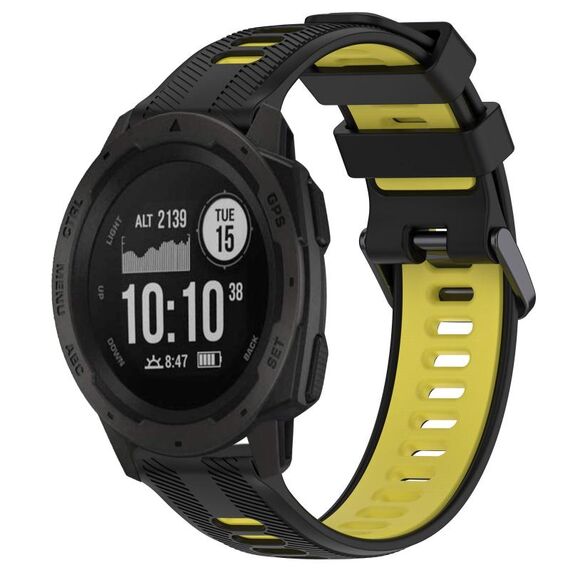 Per Garmin Instinct Sports cinturino in silicone bicolore (nero + giallo)