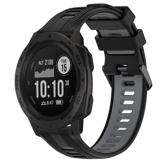 Per Garmin Instinct Sports cinturino in silicone bicolore (nero + grigio)