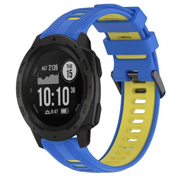 Per Garmin Instinct Sports cinturino in silicone bicolore (blu + giallo)