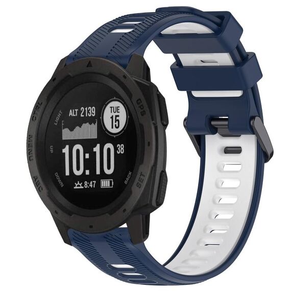 Per Garmin Instinct Sports cinturino in silicone bicolore (blu notte + bianco)