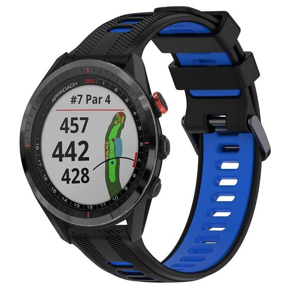 Per Garmin Approach S62 Cinturino sportivo in silicone bicolore (nero + blu)