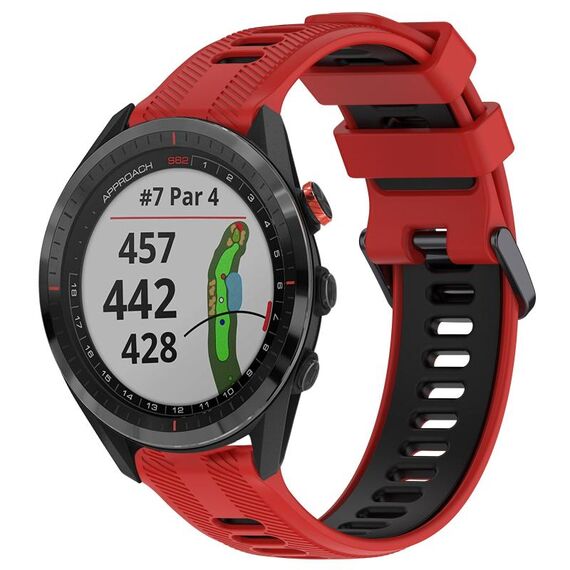 Per Garmin Approach S62 Cinturino sportivo in silicone bicolore (rosso + nero)