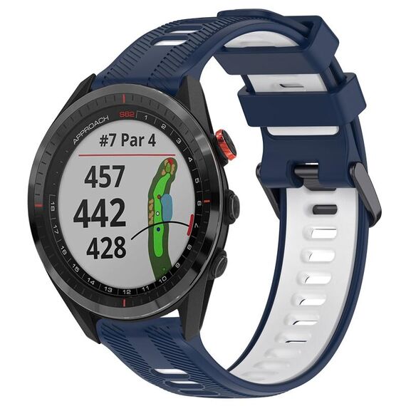 Per Garmin Approach S62 Cinturino sportivo in silicone bicolore (blu notte + bianco)