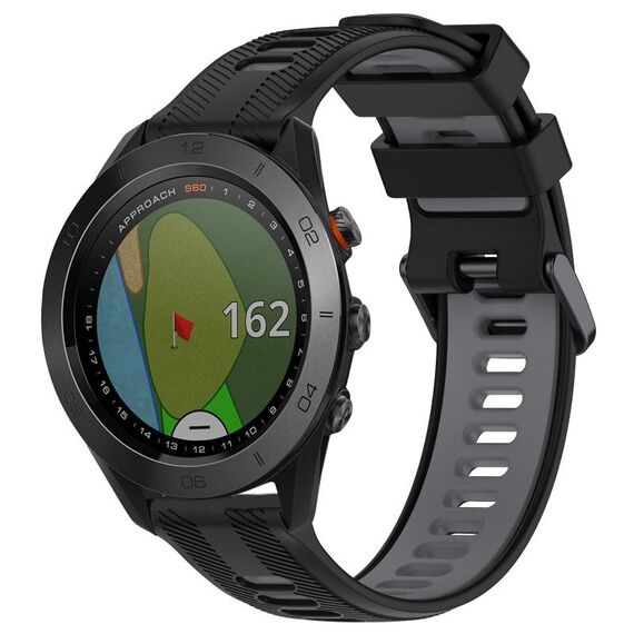 Per Garmin Approach S60 Cinturino sportivo in silicone bicolore (nero + grigio)