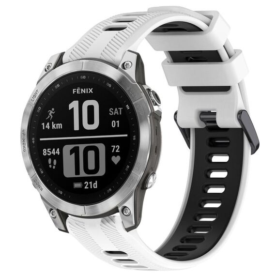 Per Garmin Fenix 7 Cinturino sportivo in silicone bicolore (bianco + nero)