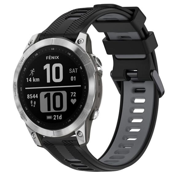 Per Garmin Fenix 7 Cinturino sportivo in silicone bicolore (nero + grigio)