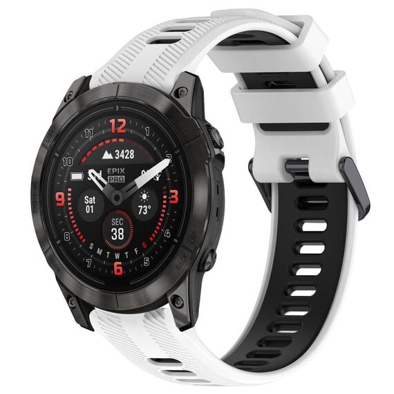 Per Garmin EPIX Pro 47mm Cinturino sportivo in silicone bicolore (bianco + nero)