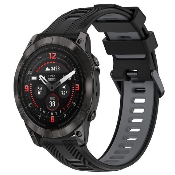 Per Garmin EPIX Pro 47mm Cinturino sportivo in silicone bicolore (nero + grigio)