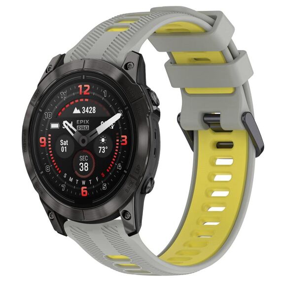 Per Garmin EPIX Pro 47mm Cinturino sportivo in silicone bicolore (grigio + giallo)