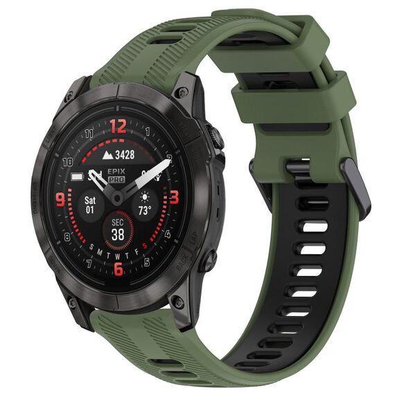Per Garmin EPIX Pro 47mm Cinturino sportivo in silicone bicolore (verde militare + nero)