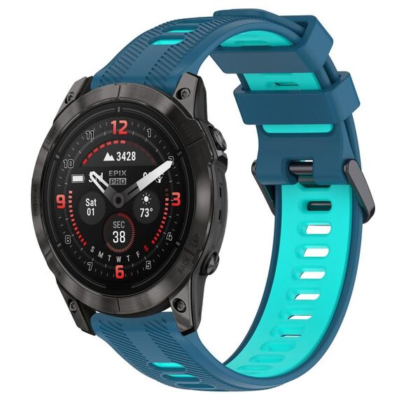 Per Garmin EPIX Pro 47mm Cinturino sportivo in silicone bicolore (blu + verde acqua)