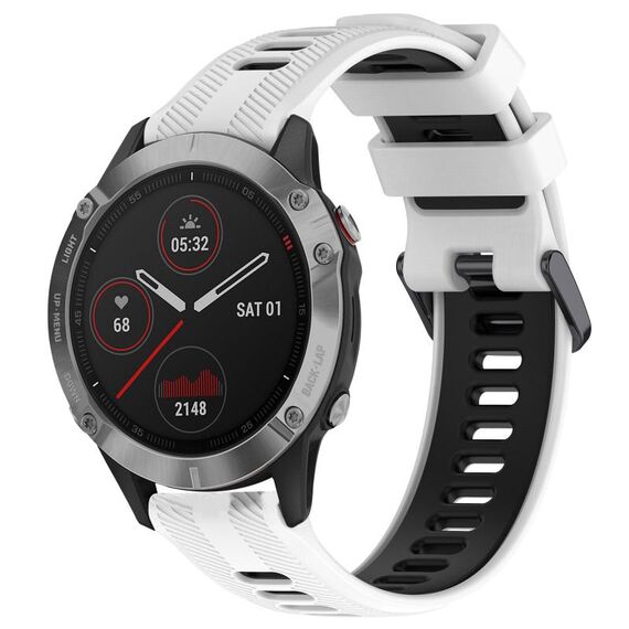 Per Garmin Fenix 6 Cinturino sportivo in silicone bicolore (bianco + nero)