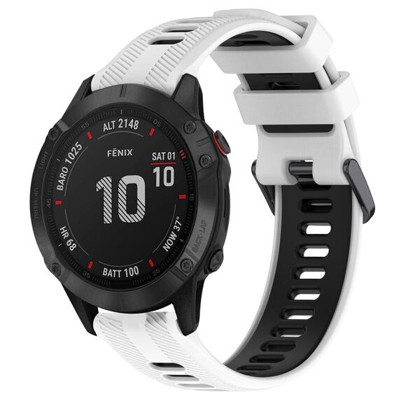Per Garmin Fenix 6 Pro Sports cinturino in silicone bicolore (bianco + nero)