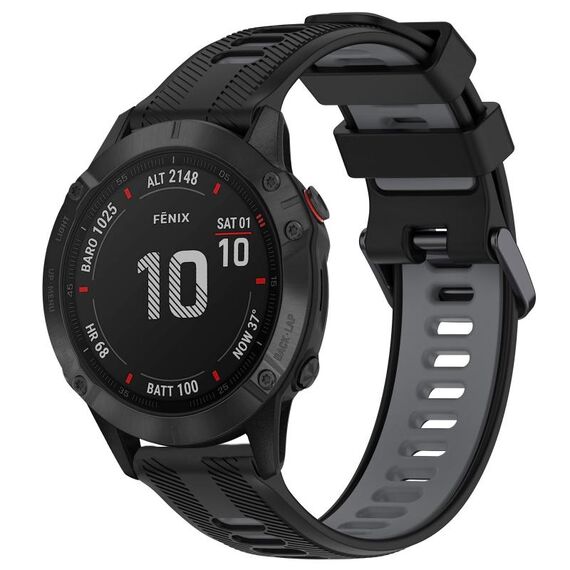 Per Garmin Fenix 6 Pro Sports cinturino in silicone bicolore (nero + grigio)