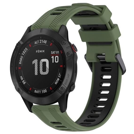 Per Garmin Fenix 6 Pro Sports cinturino in silicone bicolore (verde militare + nero)